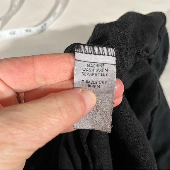 CUT LOOSE ~ Black High Waist Linen Pants with Elastic Stretch Waist Band - Picture 5 of 9